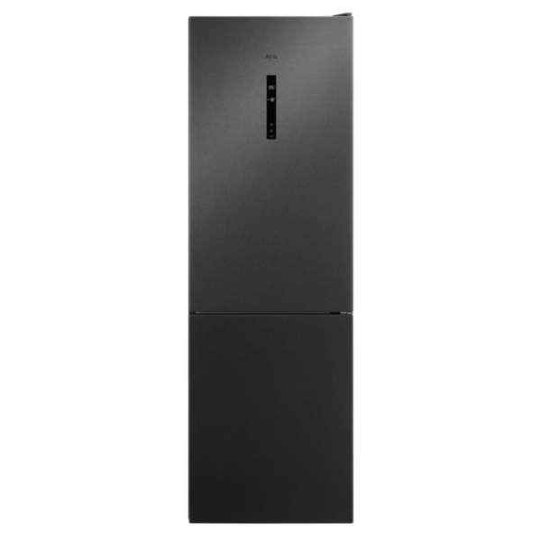 186 cm aukščio  juodos spalvos šaldytuvas su šaldikliu AEG RCB732E7MB